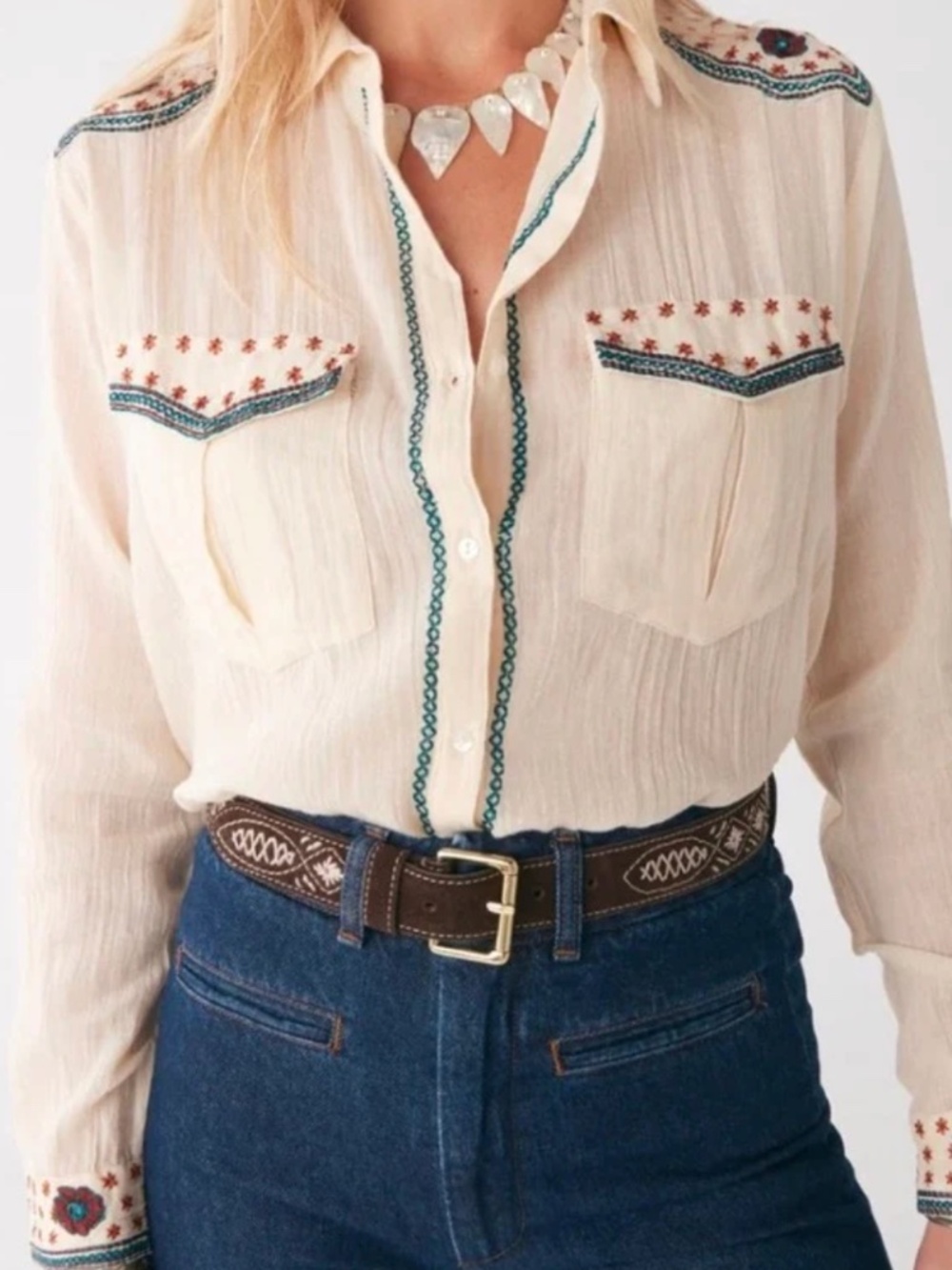 Maison Hotel Cotton Blouse with mirrored details